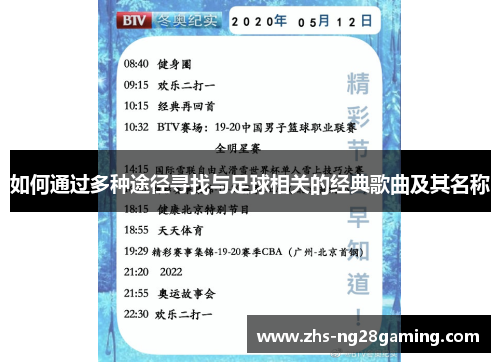 如何通过多种途径寻找与足球相关的经典歌曲及其名称